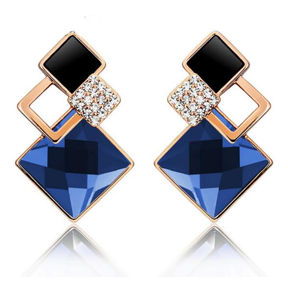 Square Geometry Jewelry Sets Necklace Stud Earrings