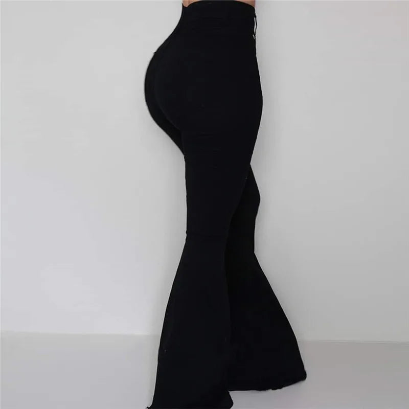 Women Elasticity Bell-bottoms Pants Solid High Waist Elegant Long Pants Fashion Ladies Full Length Trousers Pantalon Femme