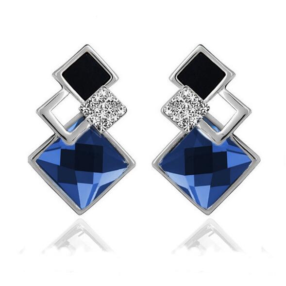 Square Geometry Jewelry Sets Necklace Stud Earrings