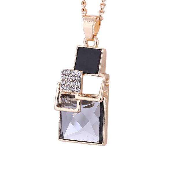 Square Geometry Jewelry Sets Necklace Stud Earrings