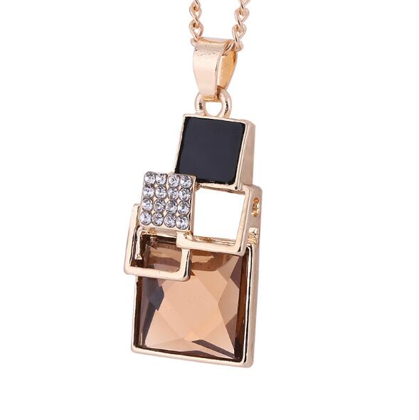 Square Geometry Jewelry Sets Necklace Stud Earrings