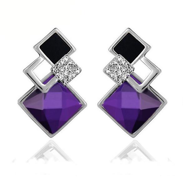 Square Geometry Jewelry Sets Necklace Stud Earrings