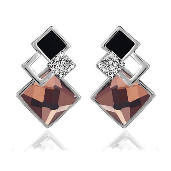 Square Geometry Jewelry Sets Necklace Stud Earrings
