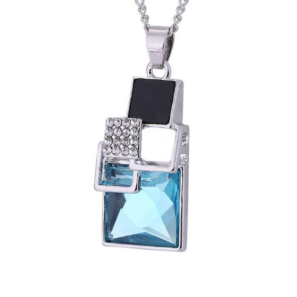 Square Geometry Jewelry Sets Necklace Stud Earrings