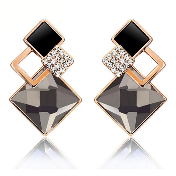 Square Geometry Jewelry Sets Necklace Stud Earrings