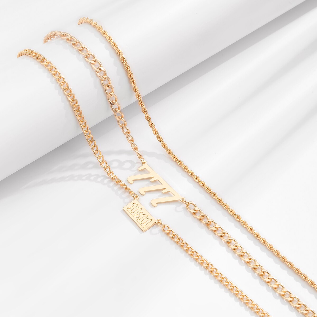 Frigid Personality Thin Chain Necklace Retro Hollow Digital Pendant Set Necklace Women