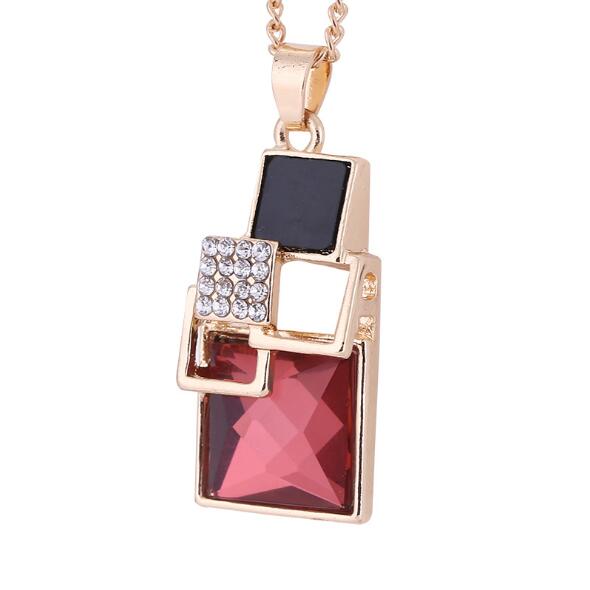 Square Geometry Jewelry Sets Necklace Stud Earrings
