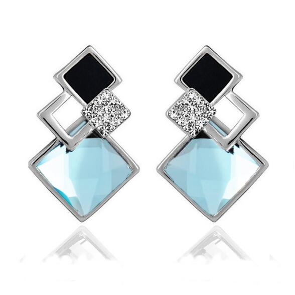 Square Geometry Jewelry Sets Necklace Stud Earrings