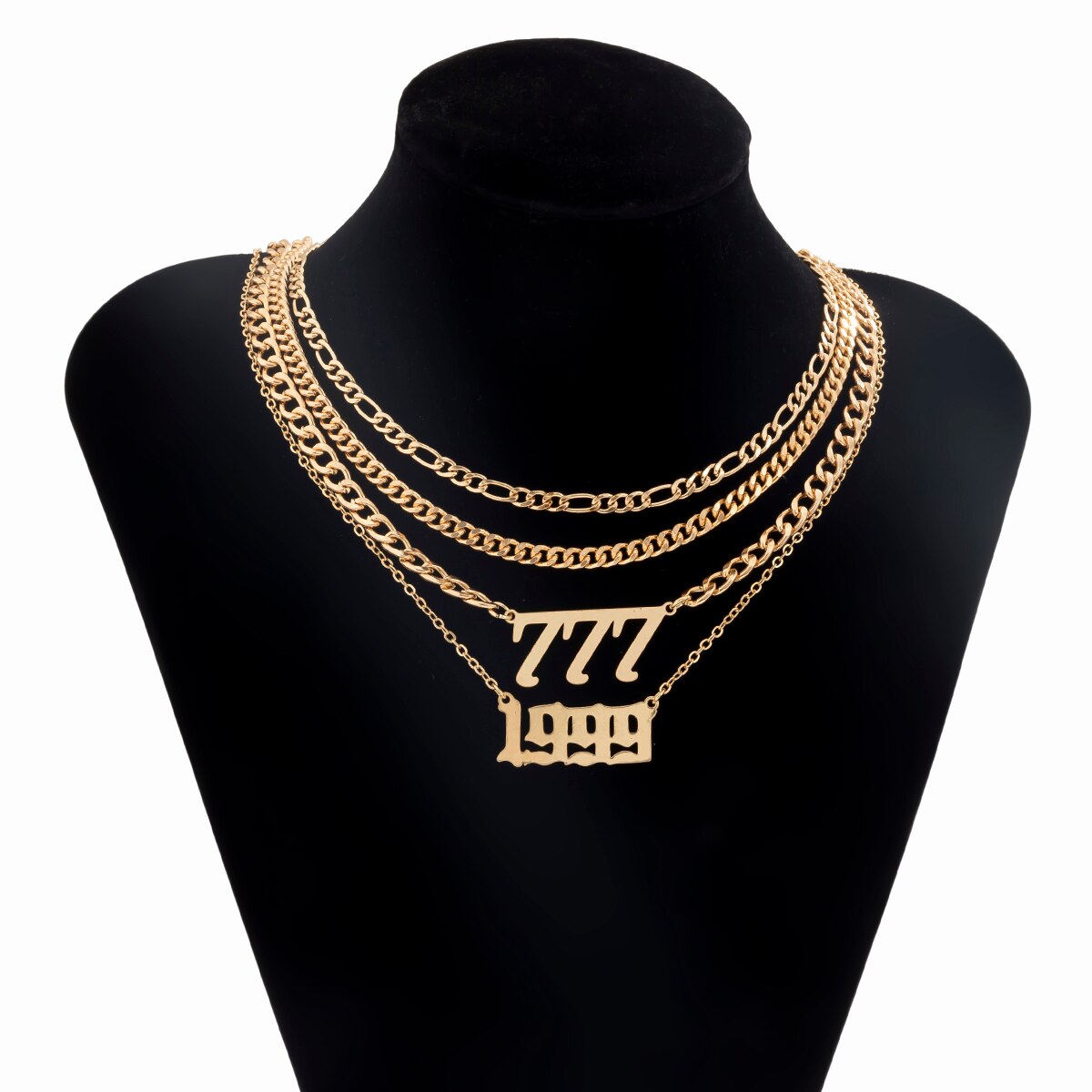 Frigid Personality Thin Chain Necklace Retro Hollow Digital Pendant Set Necklace Women