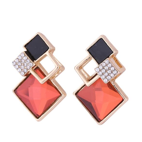 Square Geometry Jewelry Sets Necklace Stud Earrings