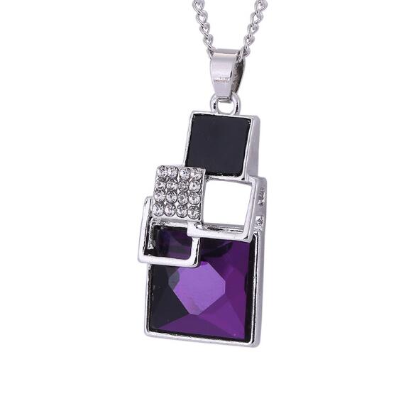 Square Geometry Jewelry Sets Necklace Stud Earrings