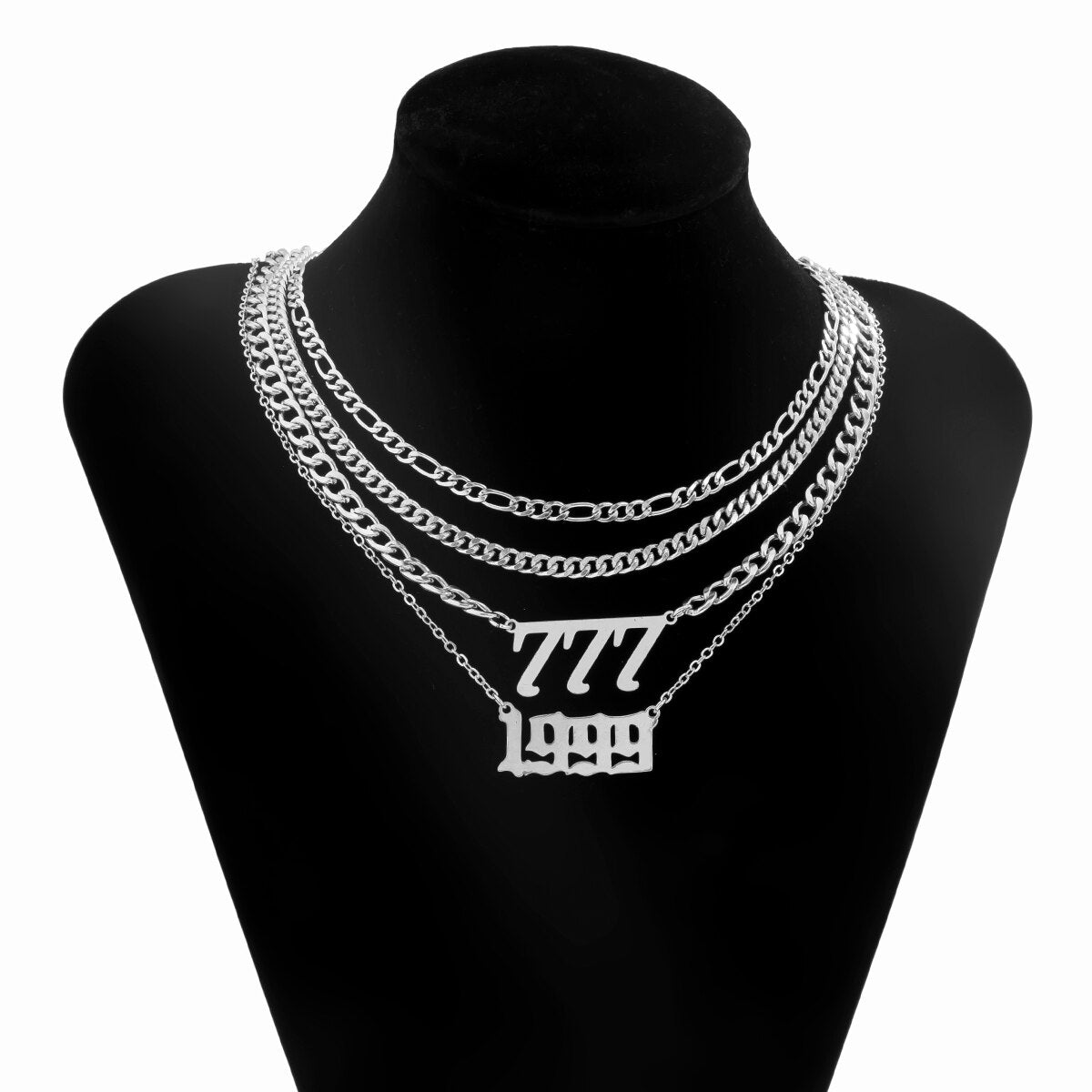 Frigid Personality Thin Chain Necklace Retro Hollow Digital Pendant Set Necklace Women