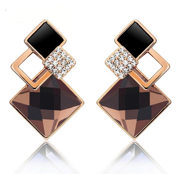 Square Geometry Jewelry Sets Necklace Stud Earrings