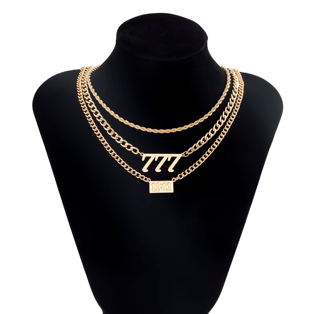 Frigid Personality Thin Chain Necklace Retro Hollow Digital Pendant Set Necklace Women