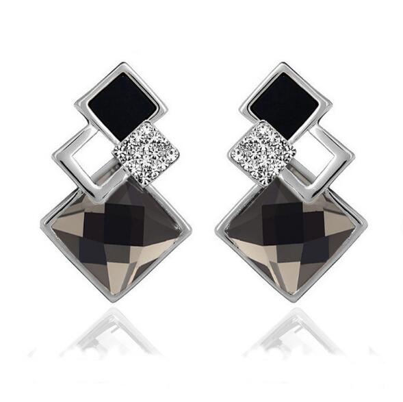 Square Geometry Jewelry Sets Necklace Stud Earrings