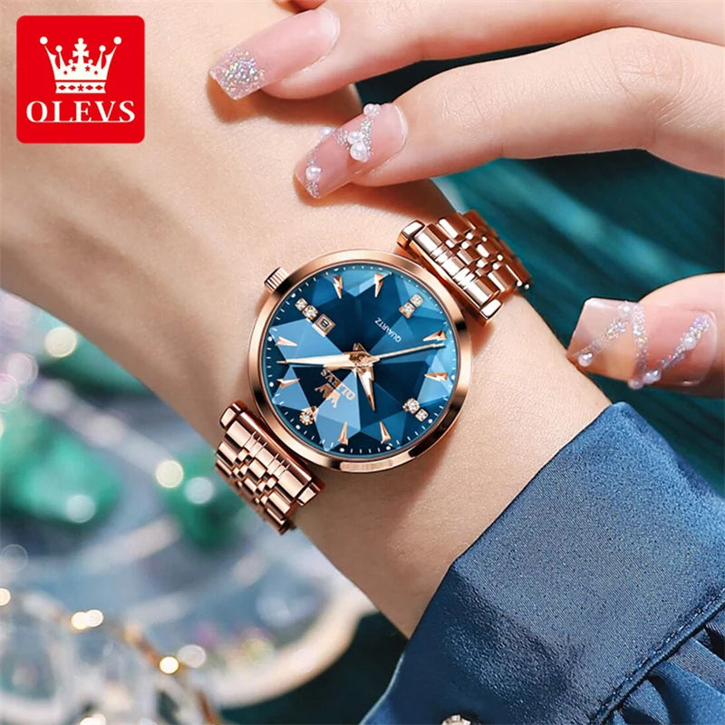 Rose Gold Quartz Blue Watch Women Watches Ladies Creative Steel Women'S Bracelet Watches Female Clock Relogio Feminino