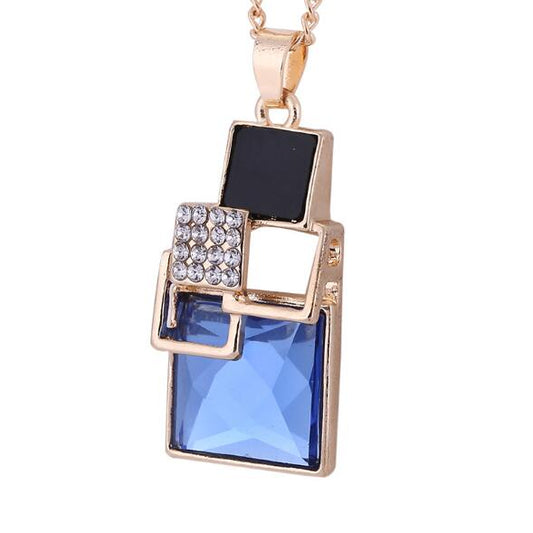 Square Geometry Jewelry Sets Necklace Stud Earrings