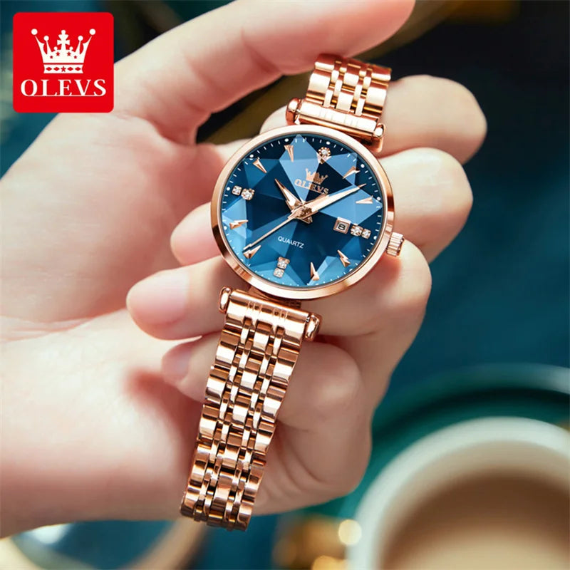 Rose Gold Quartz Blue Watch Women Watches Ladies Creative Steel Women'S Bracelet Watches Female Clock Relogio Feminino