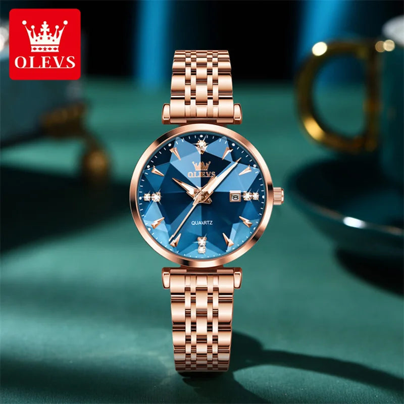 Rose Gold Quartz Blue Watch Women Watches Ladies Creative Steel Women'S Bracelet Watches Female Clock Relogio Feminino