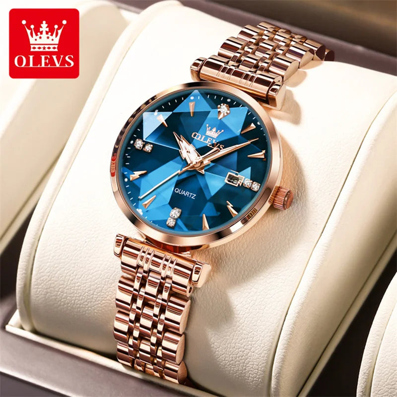 Rose Gold Quartz Blue Watch Women Watches Ladies Creative Steel Women'S Bracelet Watches Female Clock Relogio Feminino