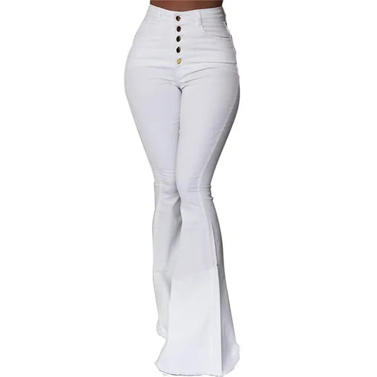 Women Elasticity Bell-bottoms Pants Solid High Waist Elegant Long Pants Fashion Ladies Full Length Trousers Pantalon Femme