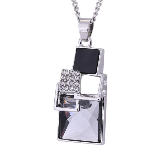 Square Geometry Jewelry Sets Necklace Stud Earrings