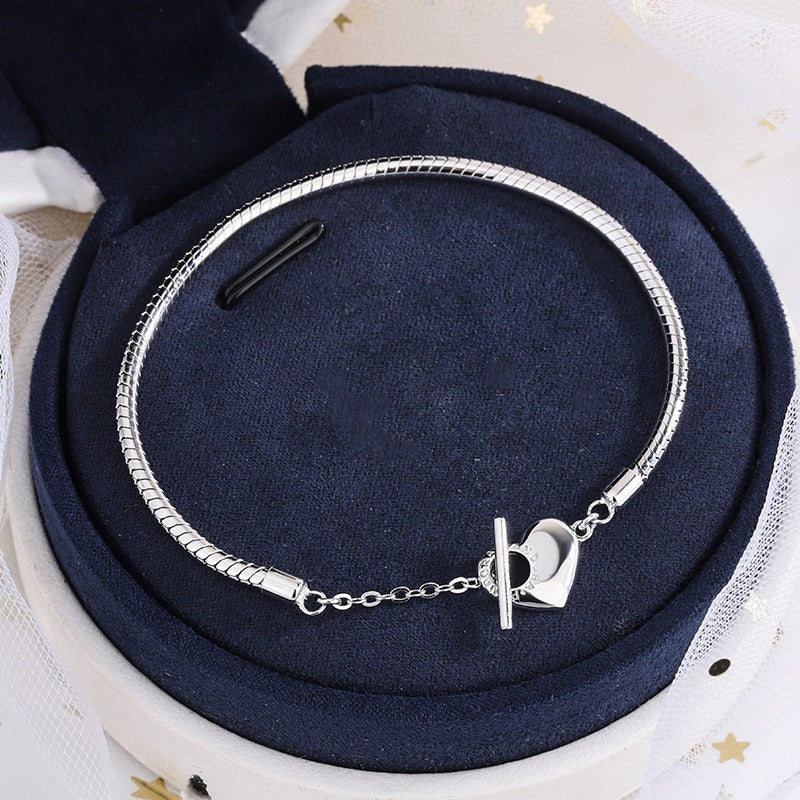 s925 love hollow letter bracelet for men and women OT buckle European and American simple hand jewelry